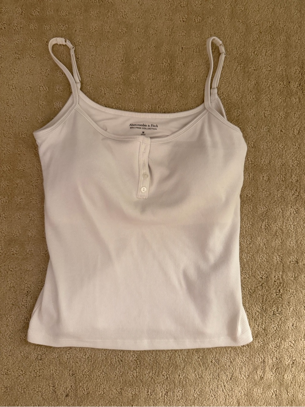 Abercrombie & Fitch White Bra Free Ribbed Henley Cami